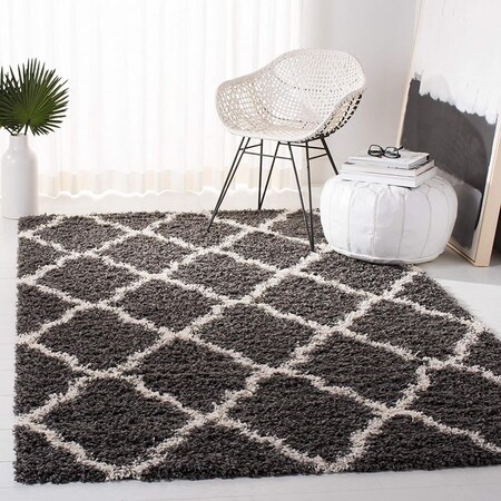 Safavieh 11 x 15 ft. SGD-Dallas Shag Rectangle Area Rug; Dark Grey & Ivory SGDS257A-1115